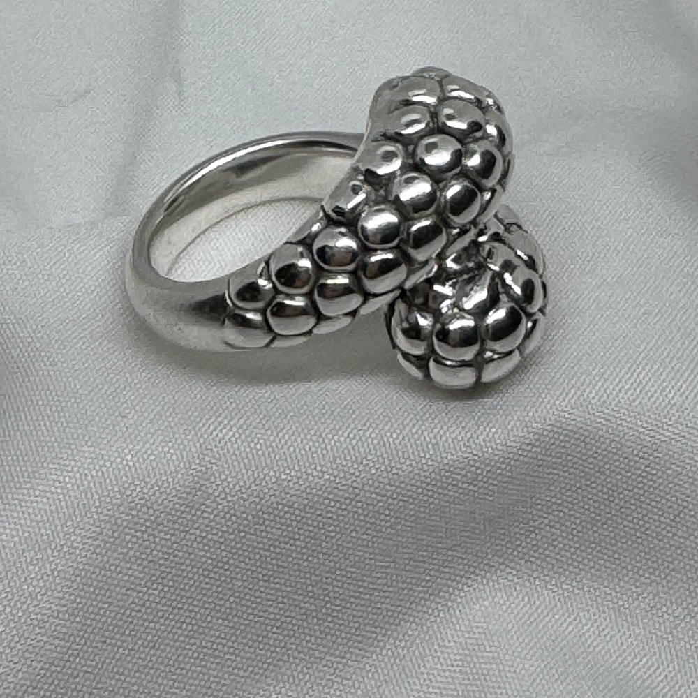 🌹Sterling Silver Snake skin tube bypass Ring - Picture 3 of 9